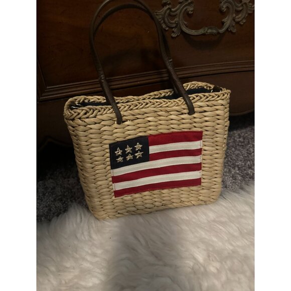 Sonoma Handbags - Sonoma Woven Wicker Purse Handbag with American Flag Design